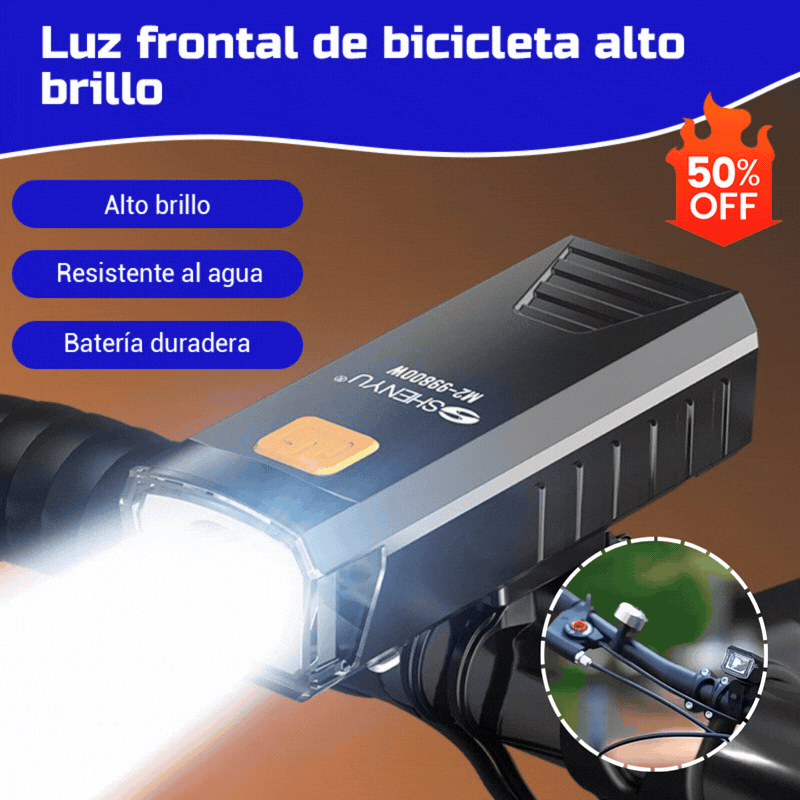💡【Compra 1 y llévate 1 gratis】💡Luz LED recargable para bicicleta superbrillante🚴‍♂️Tecnología óptica innovadora | Iluminación nítida por la noche, ¡segura incluso en días de lluvia! 🌧️✨