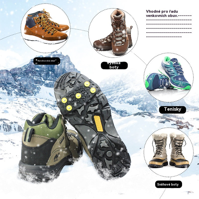 👴🚶🏔️❄️【50% off】Láthatatlan ötfogú csúszásgátló hágóvas, kültéri hágóvas, alkalmas hóban túrázáshoz, hegymászáshoz, sziklamászáshoz és téli jégfelületekhez, idősek számára kötelező darab.