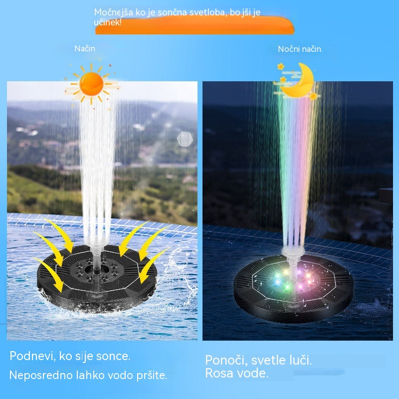 Vattenfontän med solpanel