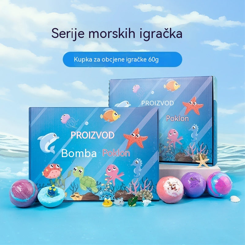 🔥Ograničena ponuda – 40% popusta🔥【12 komada】Set od 12 kuglica soli za kupanje u obliku morskih životinja (60 g svaka) za djecu