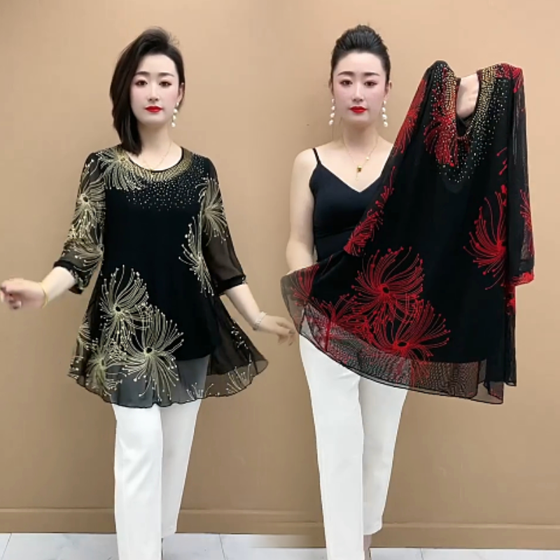 50%OFF【M-4XL】Divatos sifon ing hímzett virágokkal a nők számára 2026