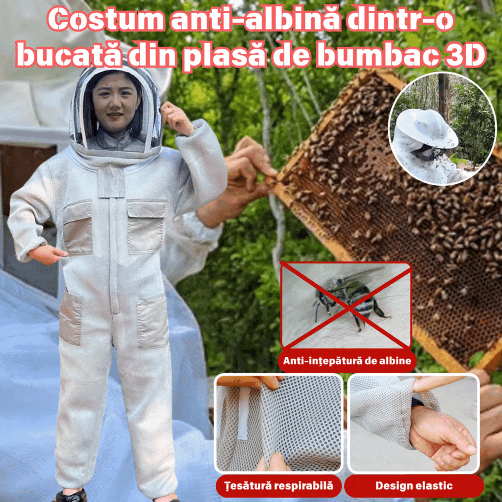 【Korlátozott ideig 50% kedvezmény!】3D pamuthálós egyrészes méh elleni öltöny