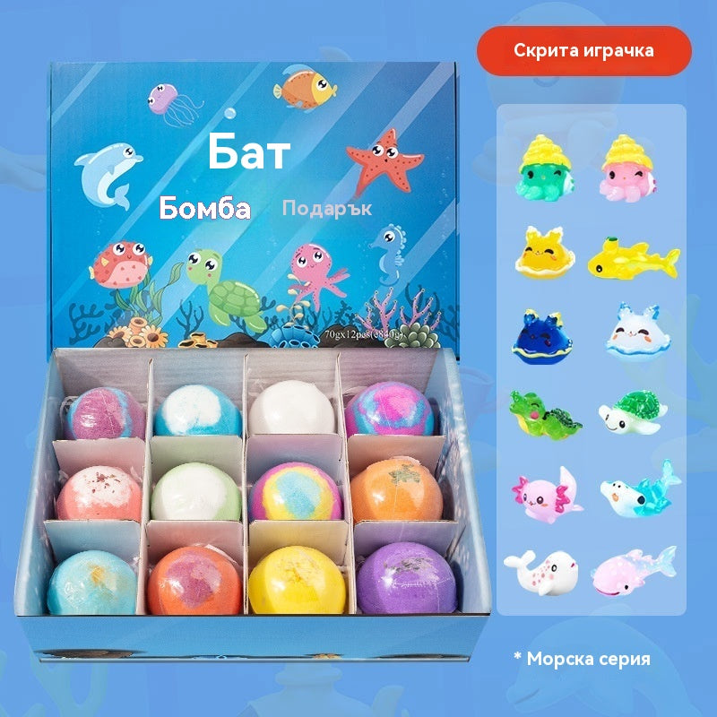 ✨🛀【Опаковка от 12 броя】Топки сол за вана с форма на морски животни, подходящи за деца.