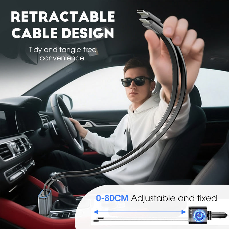 ⚡✨ Εξαιρετικά γρήγορος φορτιστής αυτοκινήτου: Δύο αναδιπλούμενες θύρες USB-C, με φωτισμό περιβάλλοντος με αστερίσκο και έξυπνη προστασία ασφαλείας 🚗💫