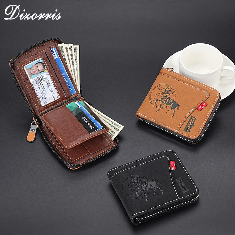 🔥🔥【Vásárolj 1-et, kapsz 1-t ingyen】Új divatos retró cipzáras férfi pénztárca