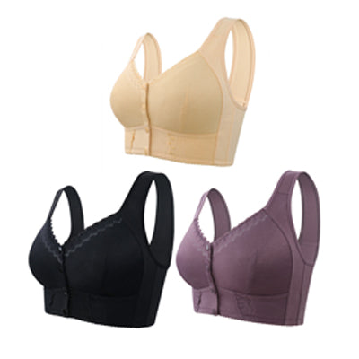 🎁Samo danas – 50% popusta!💕【Set od 3 komada】Veliki prozračni grudnjak od mekanog pamuka s prednjim gumbima