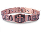 Kúpte jeden, druhý dostanete zadarmo 🎁💙 Pánsky medený náramok Feraco s krížom, magnetický liečivý náramok so 46 magnetmi - 99,99 % čistá meď