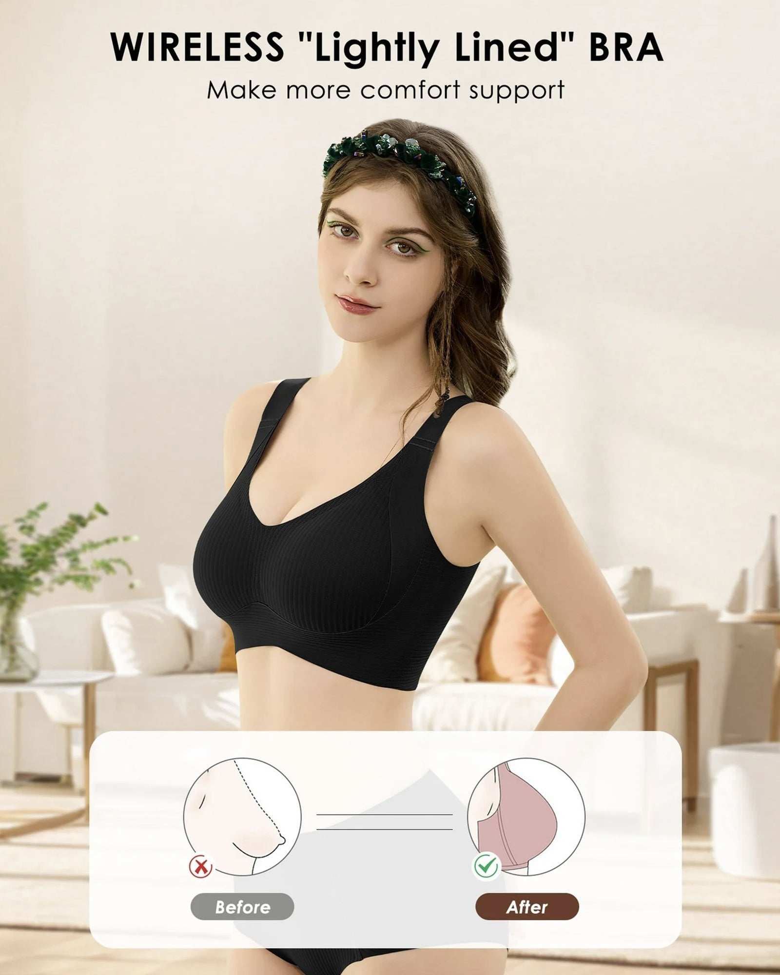 😍【Výprodejová akce: kup 1, získej 1 zdarma!】Dámská jednodílná podprsenka bez kostic ❤️【40-95 kg】