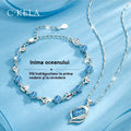 ✨💎【Akcija – Popust do 50%】Set narukvica + ogrlica“Srce oceana”od srebra 925, jednostavan i elegantan