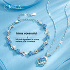 ✨💎【Akcija – Popust do 50%】Set narukvica + ogrlica“Srce oceana”od srebra 925, jednostavan i elegantan