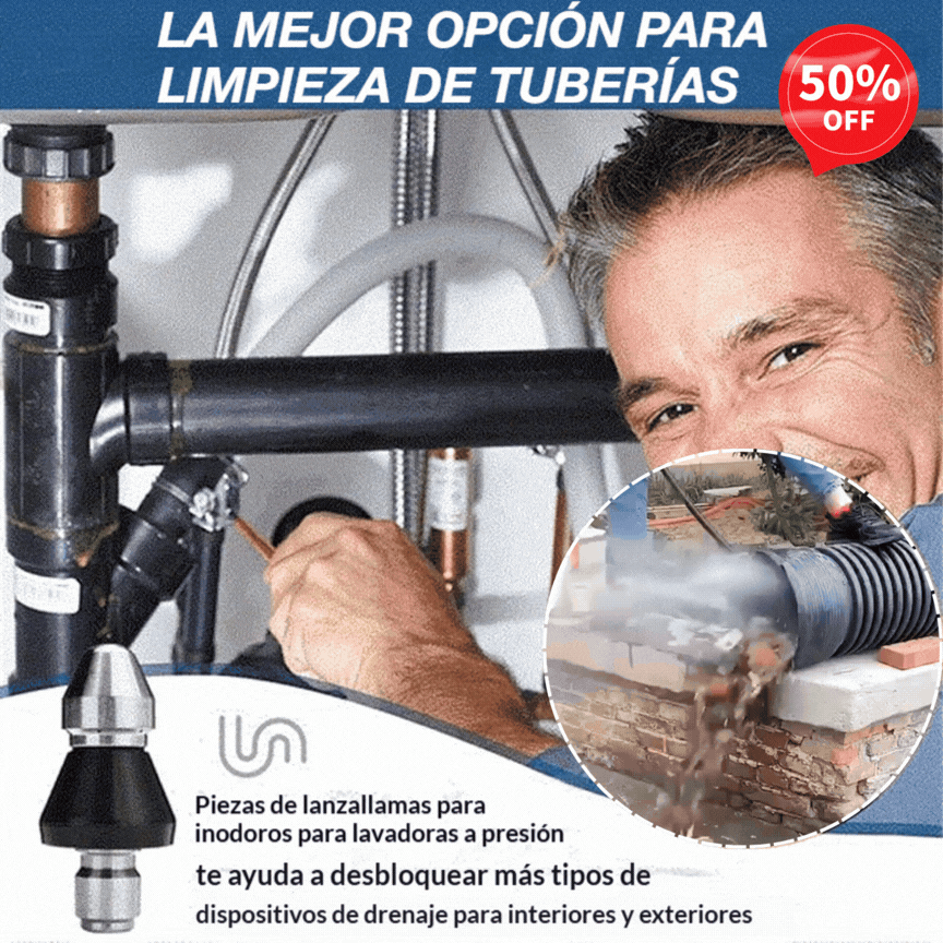 🧰Potente boquilla de alta presión, desatascador de tuberías