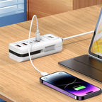 ⚡ USB удължителен кабел и предпазител от пренапрежение  | 4-портов Smart Hub, 30-минутно бързо зареждане и предпазител от пренапрежение | Поддържайте компютъра и екипировката си за пътуване в ред ✨
