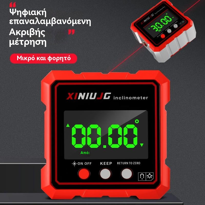 ⚡🔋 Επαναφορτιζόμενο ηλεκτρονικό αλφάδι κλίσης με μαγνήτη — μέτρα σε δευτερόλεπτα