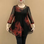 50%OFF【M-4XL】Divatos sifon ing hímzett virágokkal a nők számára 2026