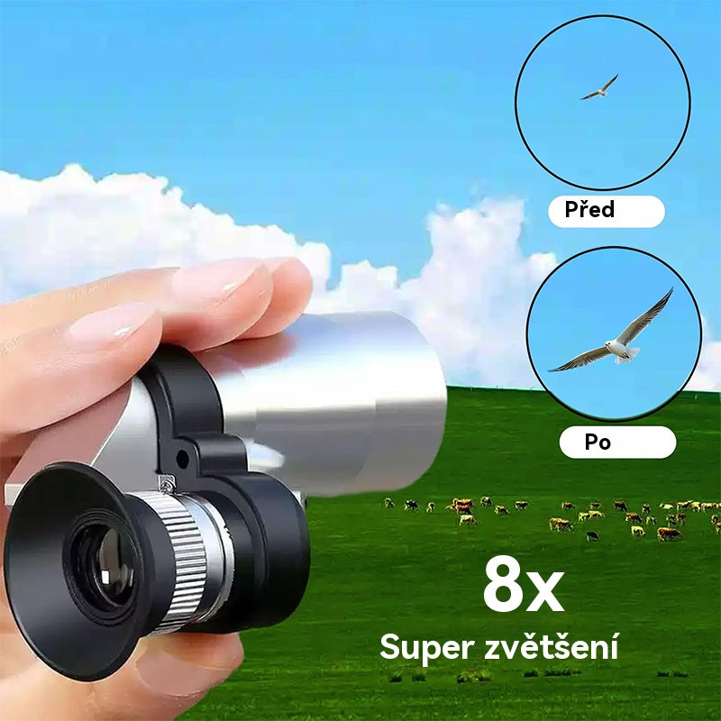 【30% sleva🔭】Mini monokulární dalekohled na telefon – Přenosný monokulární dalekohled na cesty a pozorování