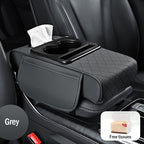 🚗🚗Univerzálna kožená podložka na lakťovú opierku do auta 4 v 1 ✅ Vstavaný box na vreckovky ✅ Držiak pohárov