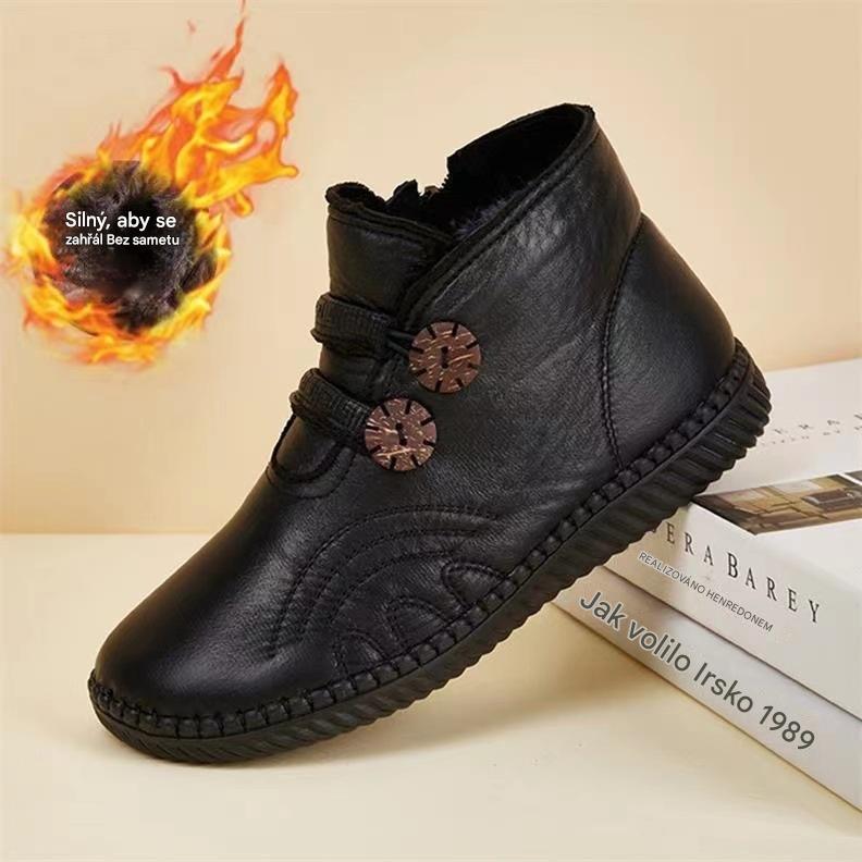 💥【35-40】Dámská kožená, bavlněná, protiskluzová, ručně vyráběná obuv na podzim a zimu