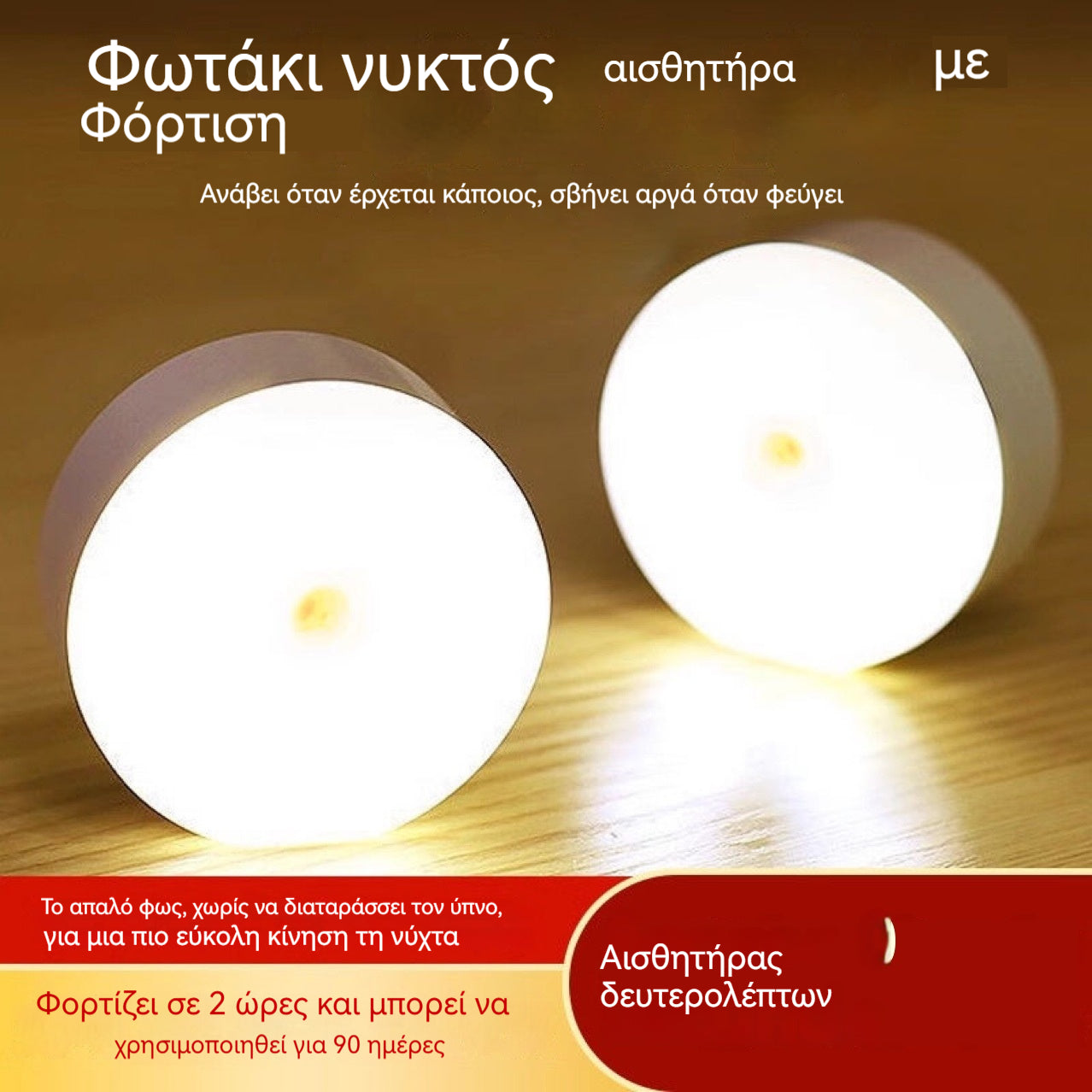 🏡【Αγοράστε 1 και πάρτε 1 δωρεάν】💡Έξυπνο φως LED με λειτουργία ανίχνευσης ανθρώπινου σώματος, εύκολο στη φόρτιση και πρακτικό