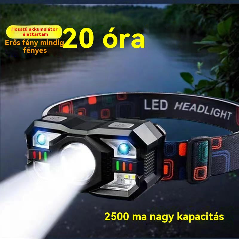 【Korlátozott ideig féláron】Intelligens indukciós jelzőfény hosszú akkumulátor-élettartamú fejre szerelt kültéri éjszakai horgászfénnyel