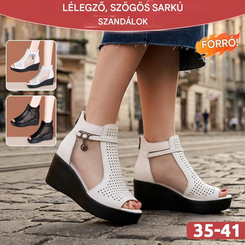 【50% kedvezmény korlátozott ideig!】【35-41】Sandale cu Toc Înclinat și Plasă Respirabilă – Confort Maxim și un Plus de Înălțime