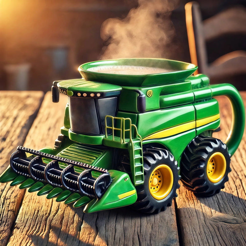 ☕Taza de café con tractor agrícola retro