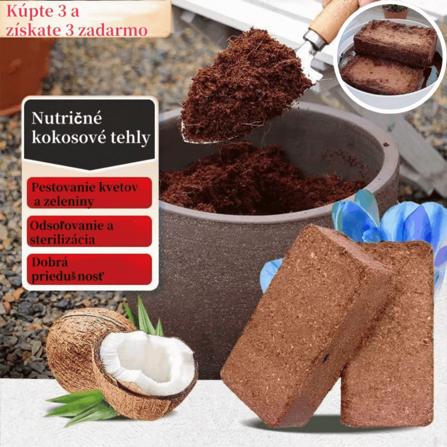 🔥🔥【Kúpte 2 a získajte 1 zadarmo】Výživná kokosová tehlová pôda