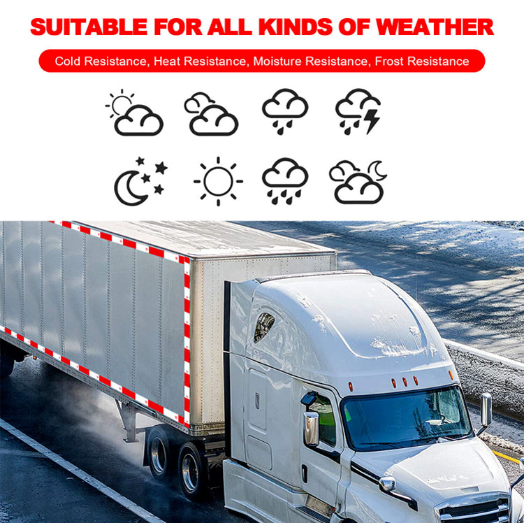 Akcija – 40% popusta!🔴⚪【50mm*30m】Crveno-bijele reflektirajuće naljepnice, reflektirajuće trake za kamione