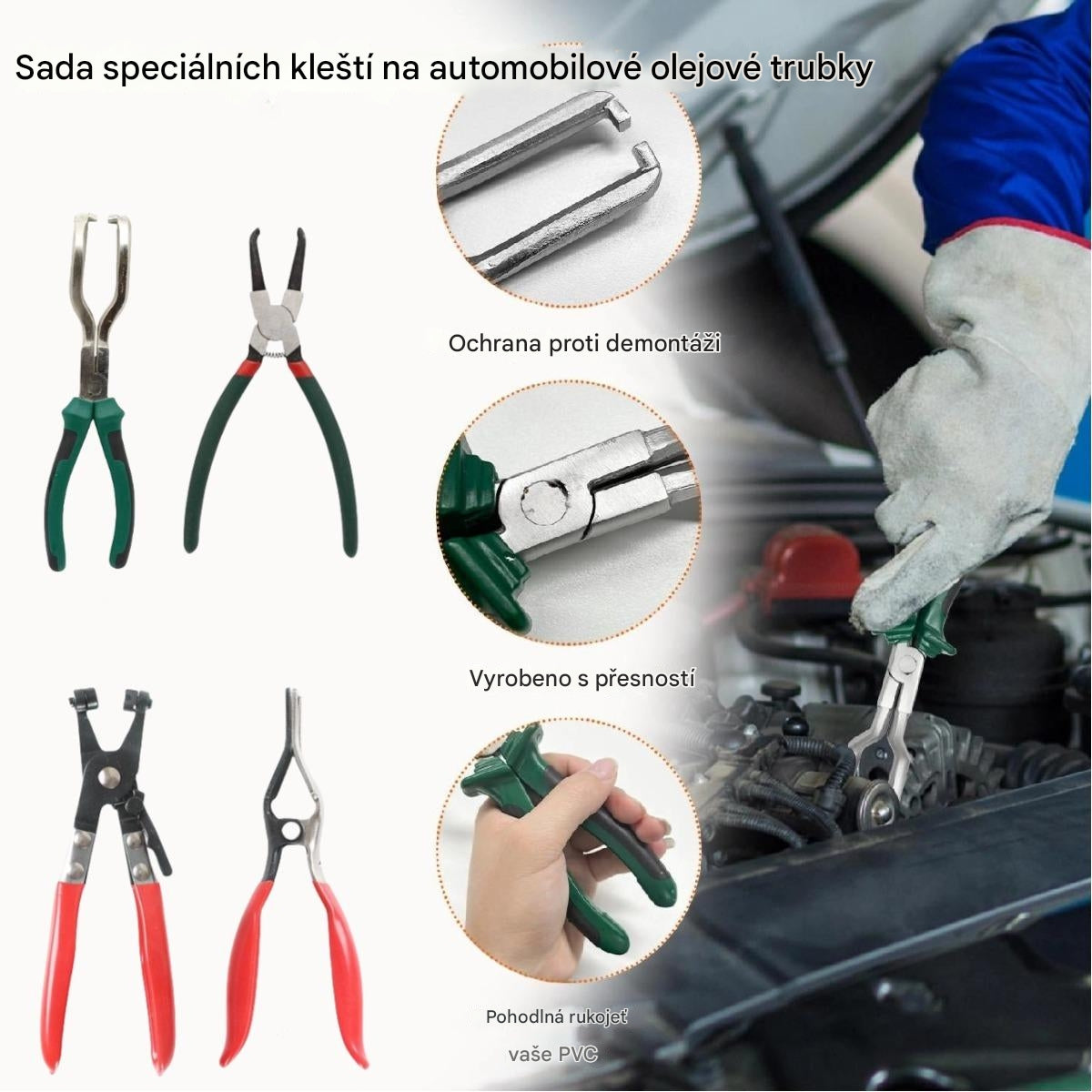 🧰【Sada 4 kusů】🚗Benzínové kleště Speciální nástrojové kleště pro demontáž benzinových trubek