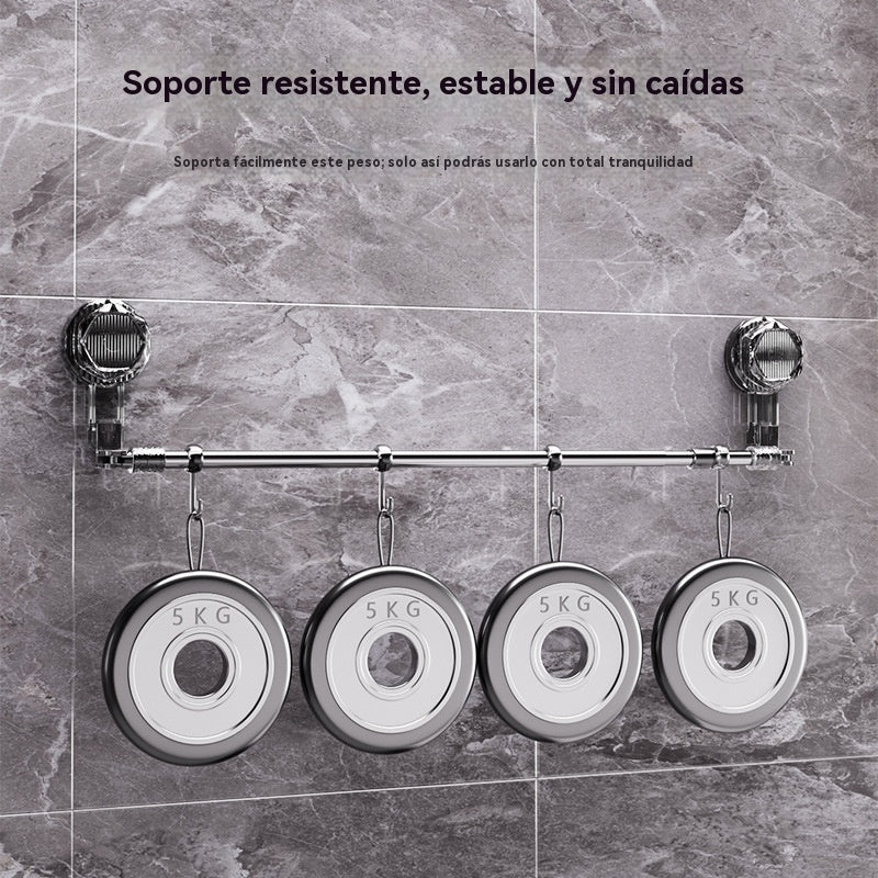 🚿✨ Barra de toalla con ventosa ajustable: no requiere perforar, no daña y tiene un agarre cómodo.