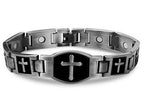 Kúpte jeden, druhý dostanete zadarmo 🎁💙 Pánsky medený náramok Feraco s krížom, magnetický liečivý náramok so 46 magnetmi - 99,99 % čistá meď