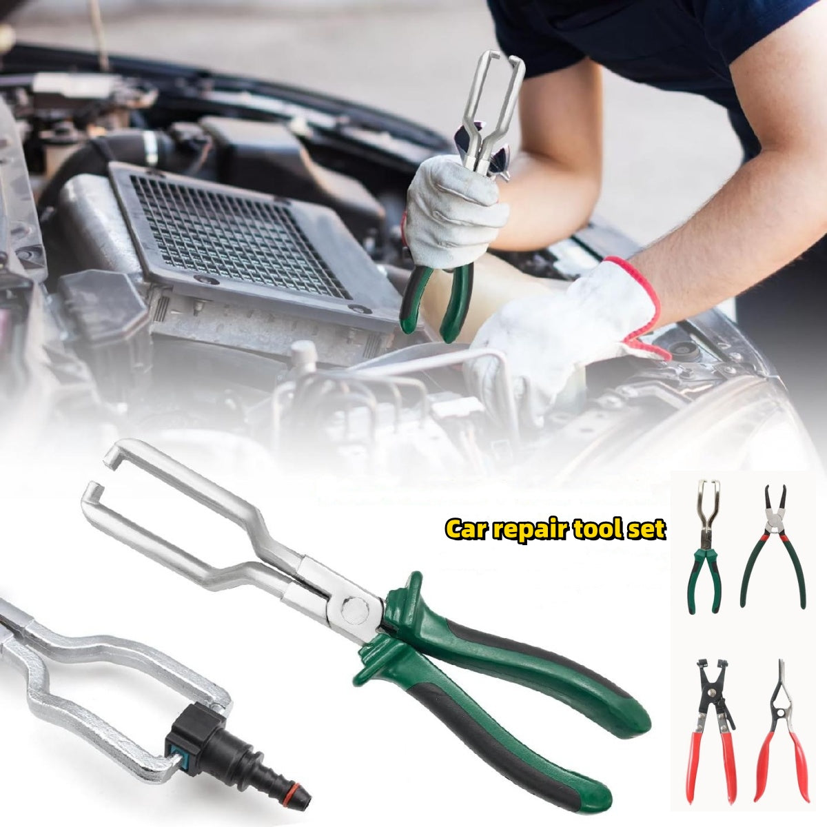 🧰【Sada 4 kusů】🚗Benzínové kleště Speciální nástrojové kleště pro demontáž benzinových trubek