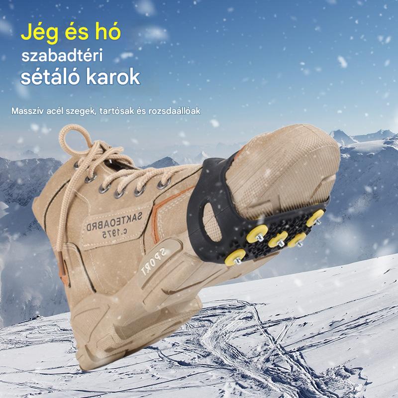 👴🚶🏔️❄️【50% off】Láthatatlan ötfogú csúszásgátló hágóvas, kültéri hágóvas, alkalmas hóban túrázáshoz, hegymászáshoz, sziklamászáshoz és téli jégfelületekhez, idősek számára kötelező darab.