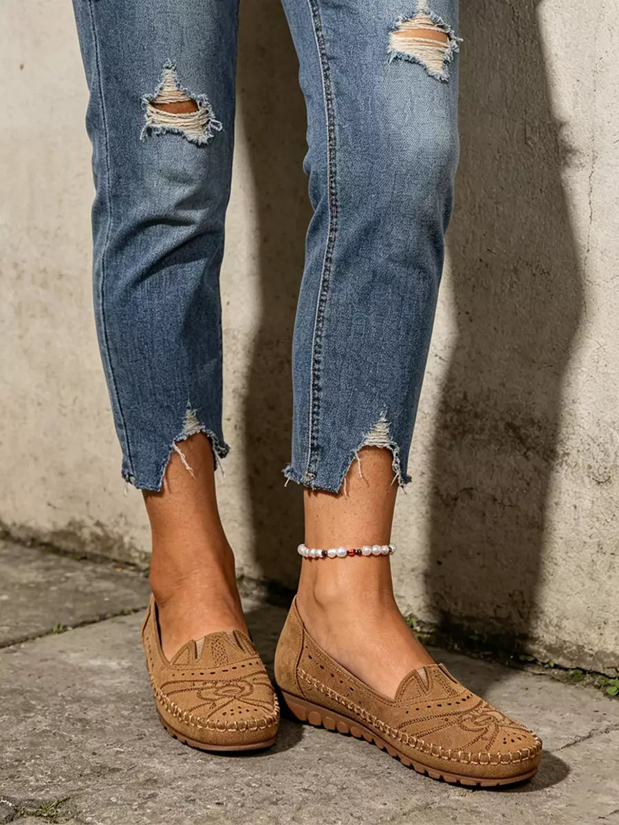 【50% kedvezmény korlátozott ideig!】【36-43 méret】Vintage stílusú, áttört, hétköznapi balettcipő | Puha talpú kialakítás, kényelmes mindennapi viselet | Cipőfűző nélküli, nagy méretben is elérhető
