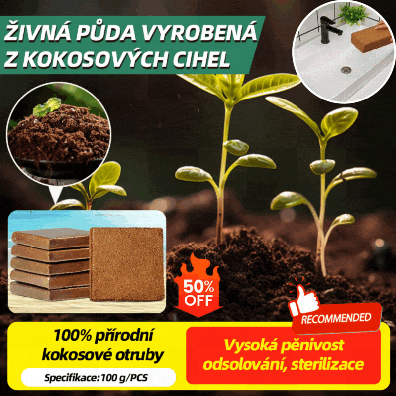 💥🌱🌱Půda z kokosových cihel bohatá na živiny pro výsadbu, akvakulturu a izolaci.