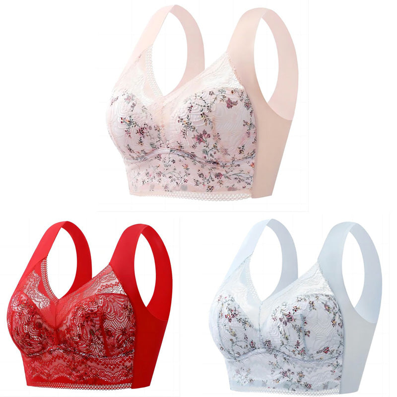 【50%-os kedvezmény korlátozott ideig!】【3 db-os csomag】[40kg-100kg]Nagy méretű jégselyem varrás nélküli melltartó, légáteresztő, állítható