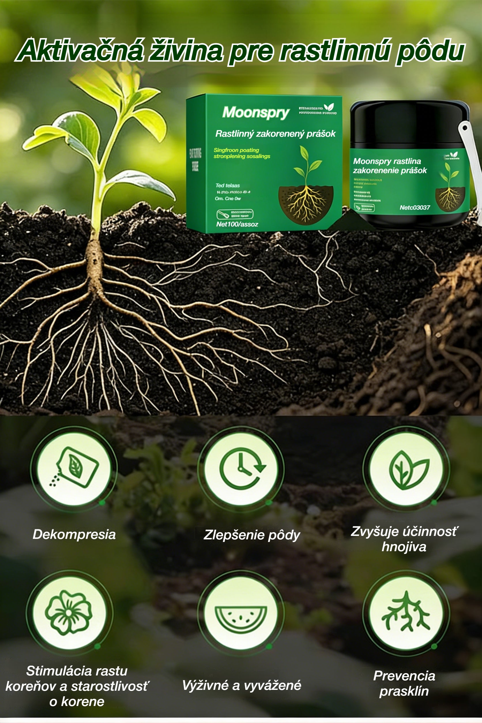 🌱🌳Aktivátor živín do pôdy pre rastliny, podporuje rast koreňov a vývoj sadeníc rastlín a kvetov