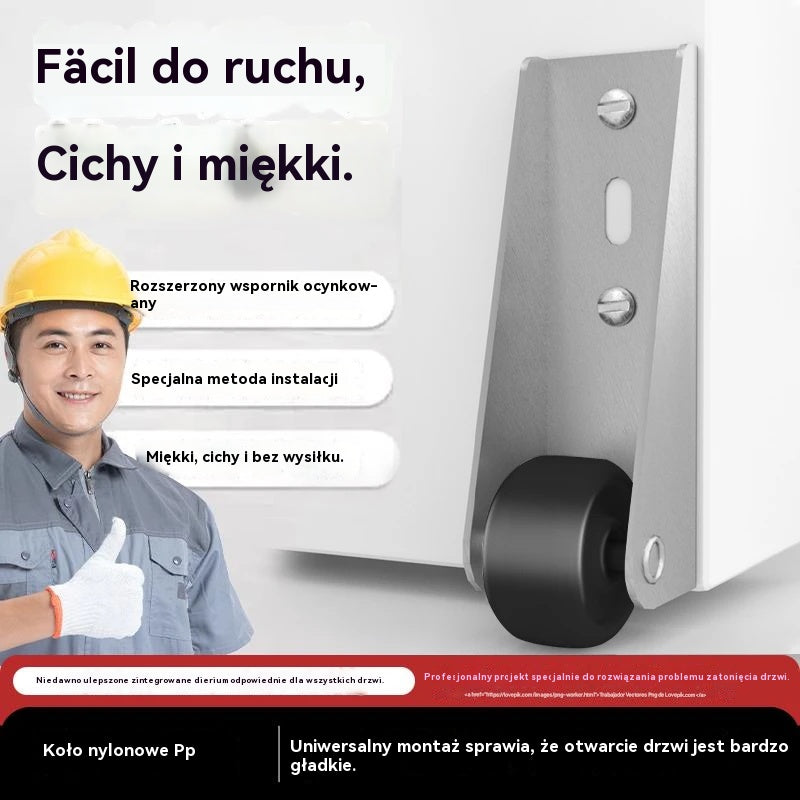 【4 koła + 16 śrub】🚪 Wspornik drzwi przesuwnych z kółkami – cichy, regulowany i łatwy w montażu 🔧
