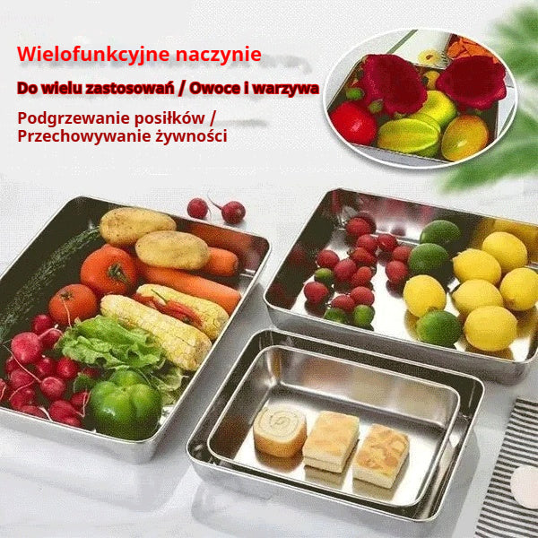 (8 szt.) 🥩🥙 Kwadratowa patelnia ze stali nierdzewnej + pokrywka (stal nierdzewna 304)