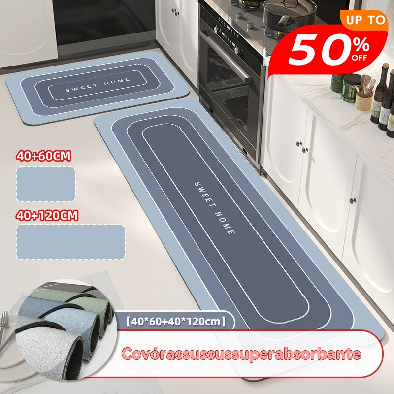 🌟【1 juego de 2 piezas：40*60+40*120cm】💥Alfombra antideslizante y absorbente🦶