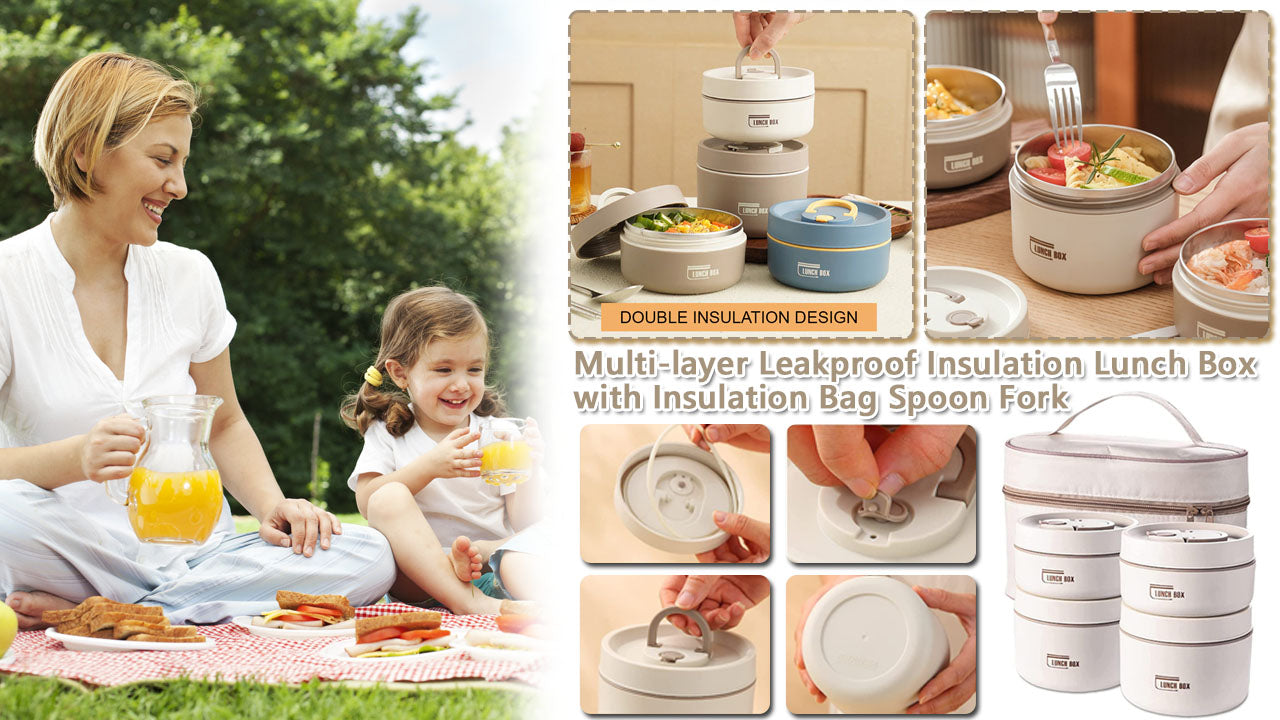 από ανοξείδωτο χάλυβα μονωμένο κουτί γεύματος, φορητό κιβώτιο γεύματος πολλαπλών στρώσεων, με δυνατότητα μικροκυμάτων