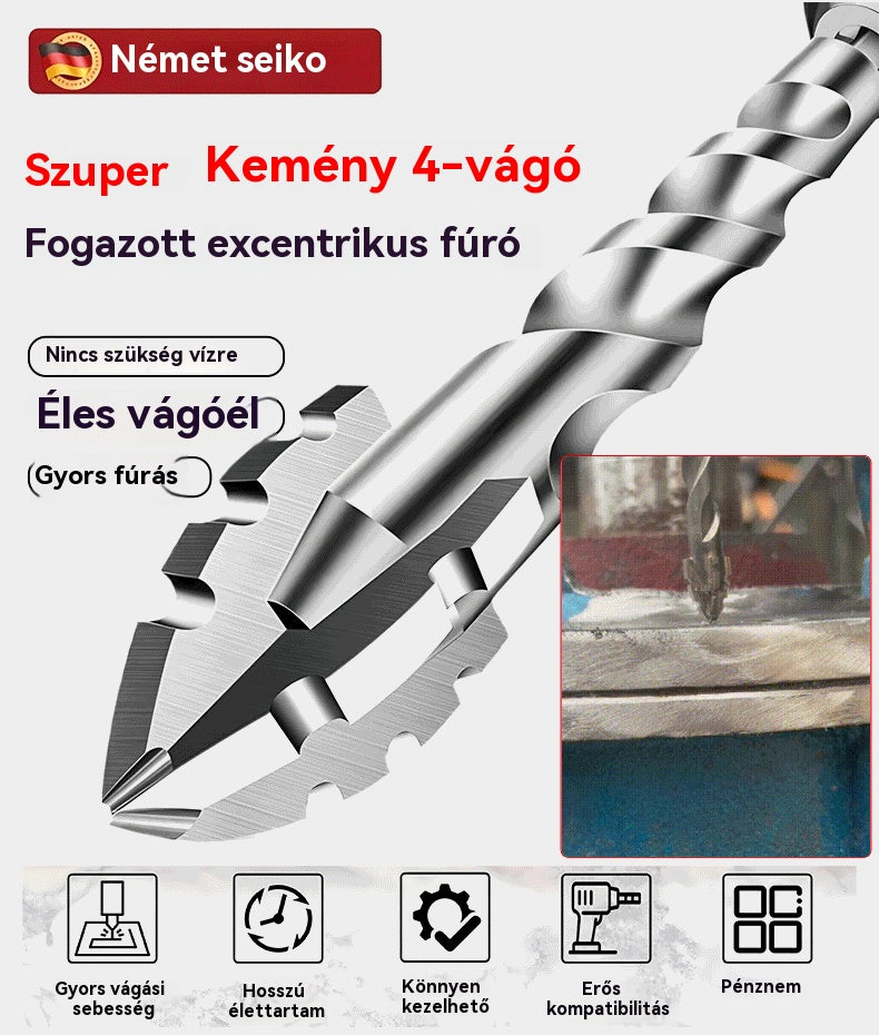 🔥40% kedvezmény!🔥🧰【3+4+5+6+8+10+12mm】Frissített, szuperkemény volfrámacél excenteres fúrófej, recés éllel