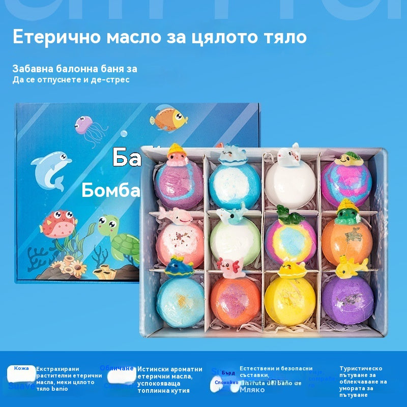 ✨🛀【Опаковка от 12 броя】Топки сол за вана с форма на морски животни, подходящи за деца.