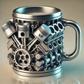🎁Горещи продажби – Намаление 50%🎁☕ Чаша за кафе от неръждаема стомана Creative Engine V6V8, механичен дизайн