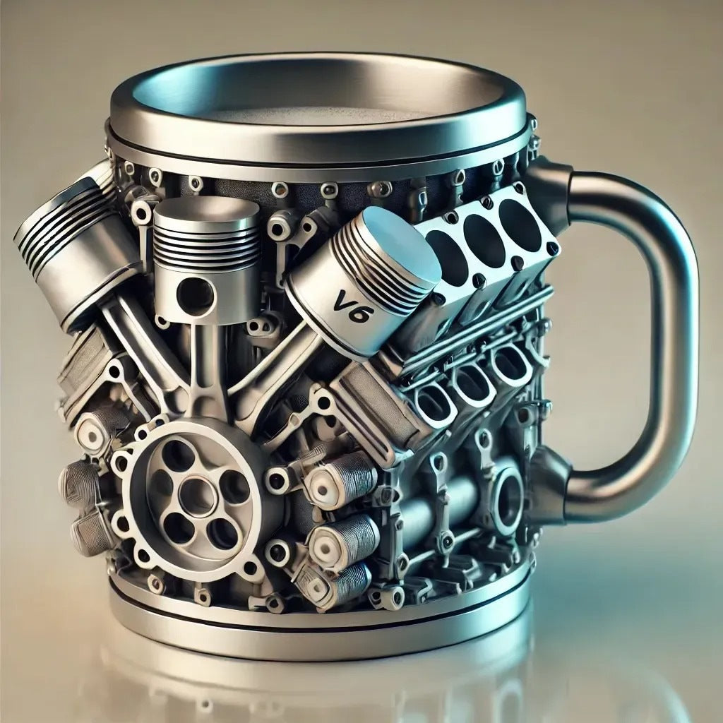 🎁Горещи продажби – Намаление 50%🎁☕ Чаша за кафе от неръждаема стомана Creative Engine V6V8, механичен дизайн