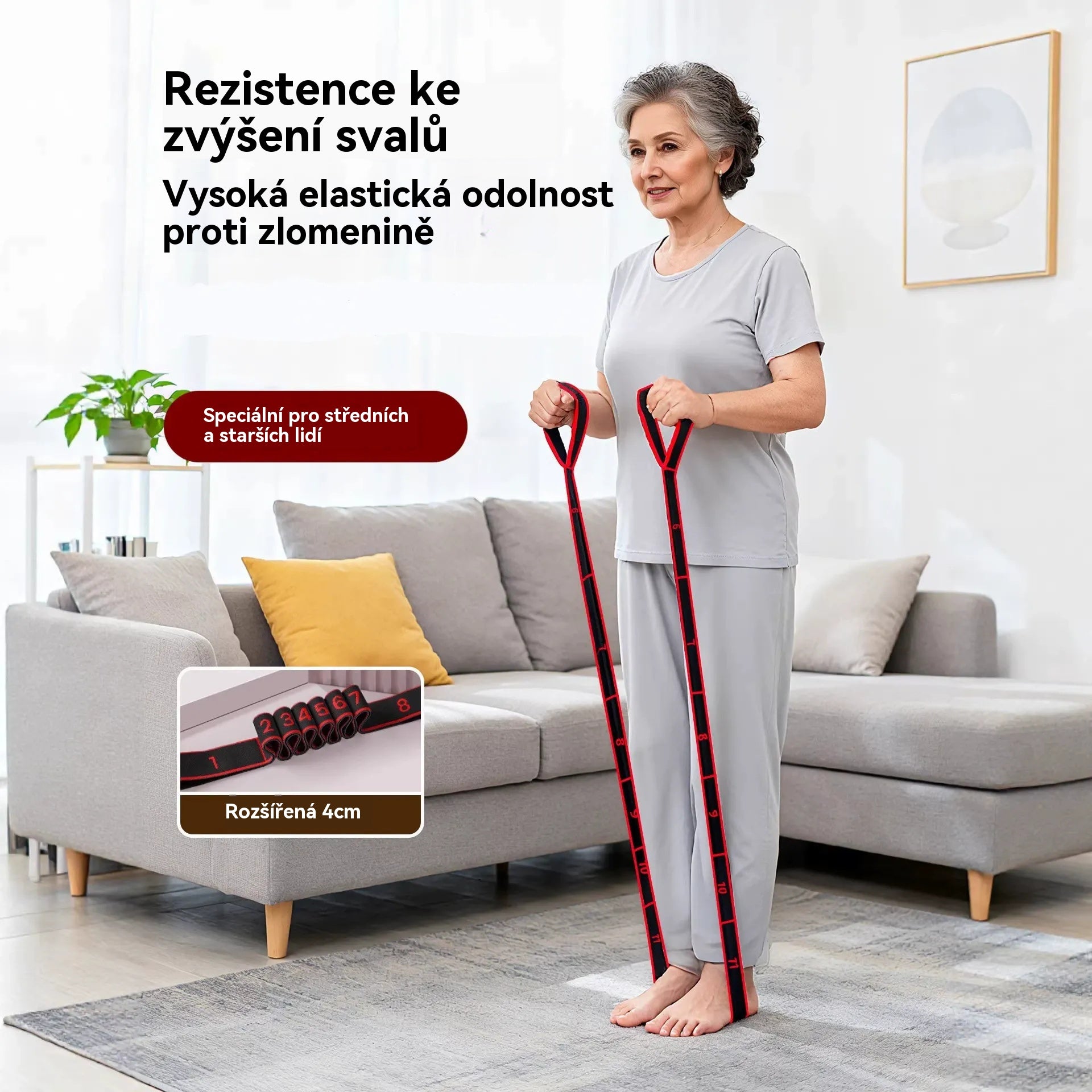 Ιμάντας αντίστασης και ελαστικότητας, κατάλληλος για καθημερινή μυϊκή άσκηση και διατάσεις ποδιών, ιδανικός για άτομα που γυμνάζονται καθώς και για άτομα μέσης και μεγαλύτερης ηλικίας.