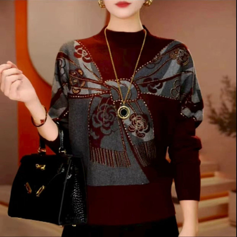 50% OFF🔥【M~5XL】✨Nový podzimní/zimní oboustranný německý fleecový teplý volný módní potištěný dámský svetr