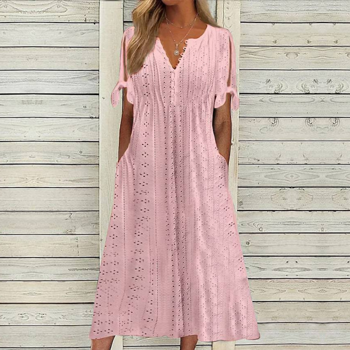 💋【🏆Legnépszerűbb】(S-5XL)Egyszerű, plus size női ruha egyszínű szabásmintával, laza és lezser ✅️ Utánvétes fizetés