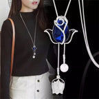 ✨【Limitált ajánlat – Akár 50% kedvezmény】🌷Elegáns hosszú nyaklánc macskaszem kővel, tulipán formában, divatos és figyelemfelkeltő