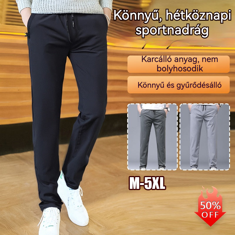 【Utolsó nap 50% kedvezmény!】【40–100 kg】Férfi vékony, gyorsan száradó, rugalmas elegáns nadrág