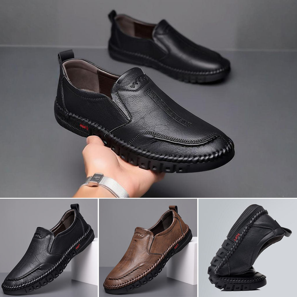 【50% kedvezmény korlátozott ideig!】【39-44-es méret】Férfi alkalmi sportcipő, valódi bőr, puha talp, csúszásgátló, lélegző